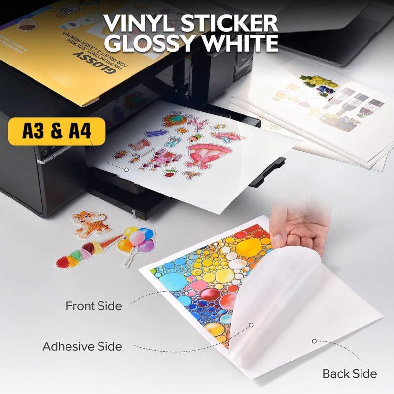 Glossy White Vinyl Sticker for Inkjet Printer - Image 5