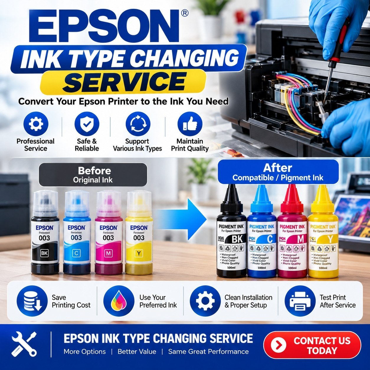 Epson Printer Ink Change and Clean