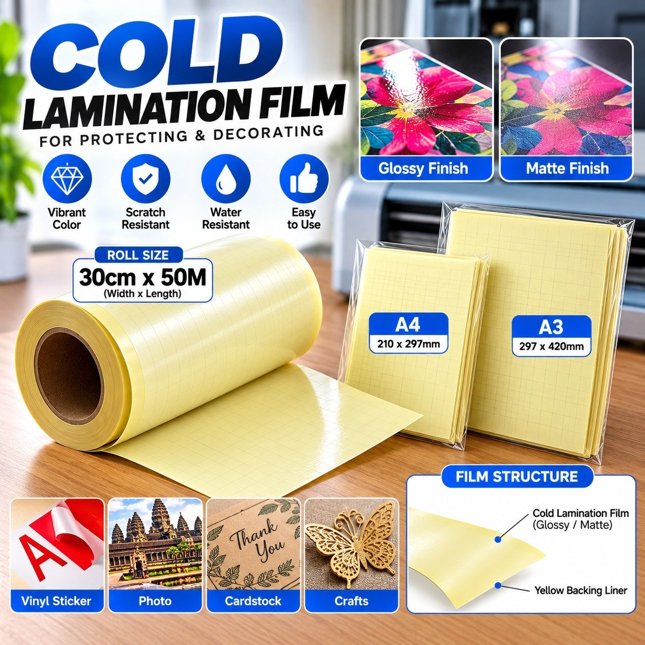 ស្កុតអ៊ុតបិតការពារ PVC មានបាតក្រដាស់លឿង